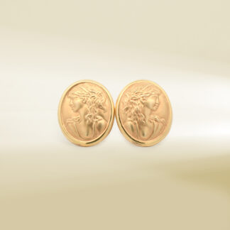 14K Yellow Gold Roman Design Earrings