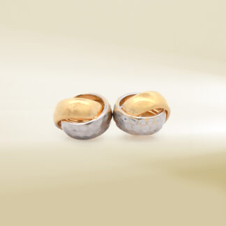 18K Two-Tone Ball Knot Design Earrings