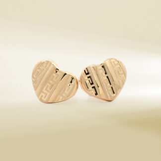 18K Yellow Gold Heart Design Earrings