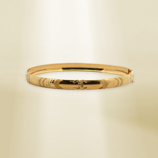 18K Yellow Gold Brand Inspired Bangle