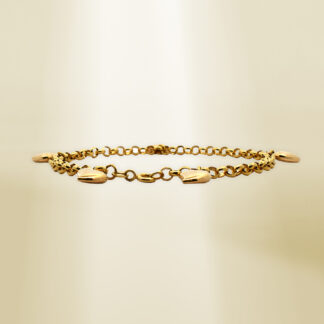18K Yellow Gold Rolo Chain with Charms Bracelet