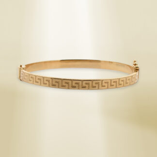 18K Yellow Gold Greek Pattern Inspired Bangle