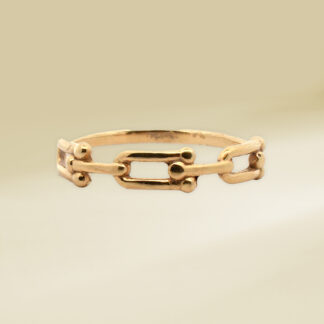 18K Yellow Gold Brand-Inspired Ladies' Ring