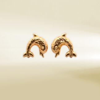 18K Yellow Gold Dolphin Design Earrings