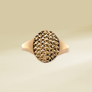18K Yellow Gold Round Signet Design Ladies' Ring
