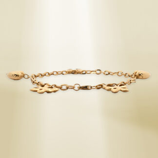 18K Yellow Gold Cable Chain with Charms Bracelet