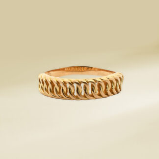 18K Yellow Gold Curb Design Ladies' Ring