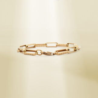 18K Yellow Gold Paperclip Design Bracelet