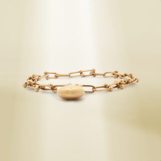 18K Yellow Gold Brand-Inspired with Heart Charm Bracelet