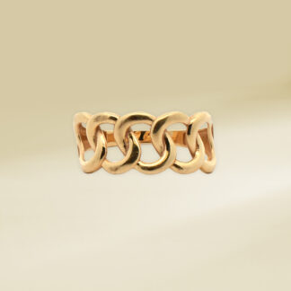 18K Yellow Gold Curb Design Ladies' Ring