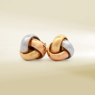 18K Tricolor Knot Design Earrings