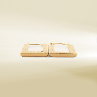 18K Yellow Gold Box Hoop Design Earrings