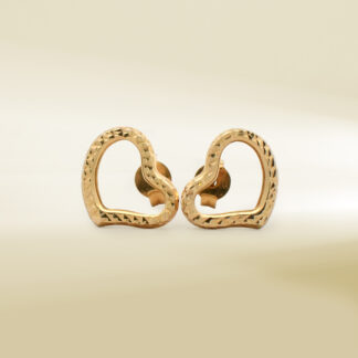 18K Yellow Gold Heart Design Earrings