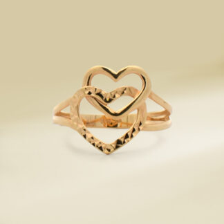 18K Yellow Gold Ladies' Ring Dual Heart Design