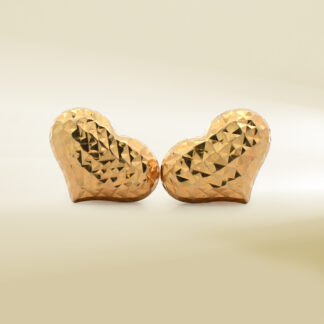 18K Yellow Gold Heart Design Earrings