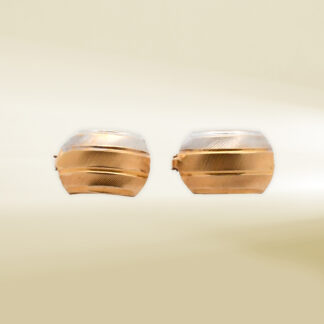 18K Two-Tone Dome-Shaped Design Earrings