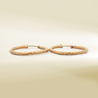 18K Yellow Gold Striped Hoop Design Earrings