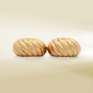 18K Yellow Gold Croissant Hoop Design Earrings