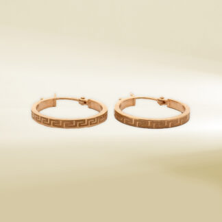 18K Yellow Gold Mini Hoop Greek Design Earrings
