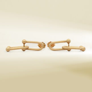 18K Yellow Gold Dangling Brand-Inspired Earrings