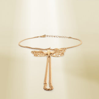 18K Yellow Gold Curb Chain with Butterfly Bracelet
