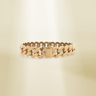 18K Yellow Gold Curb Chain Flattened Links Bangle