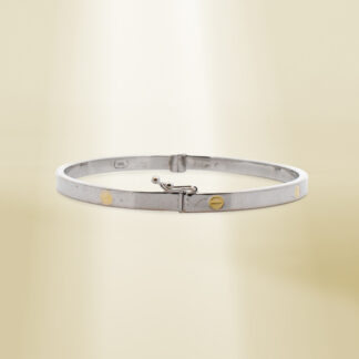 18K Two-Tone Brand-Inspired Clip Type  Bangle