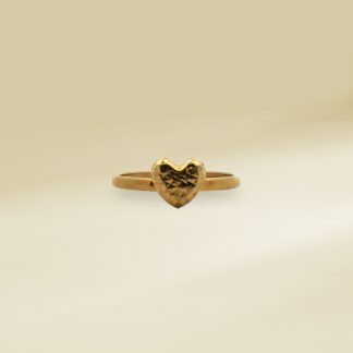 18K Yellow Gold Heart Design Ladies' Ring