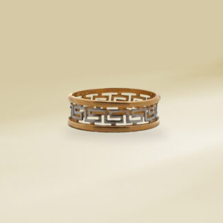 18K Two-Tone Greek Design Ladies' Ring