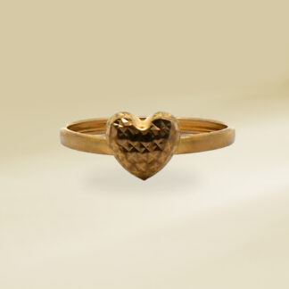 18K Yellow Gold Heart Design Ladies' Ring