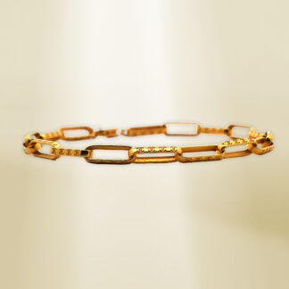 18K Yellow Gold Paper Clip Design Bracelet