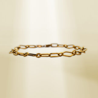 18K Two-Tone Paperclip Design Bracelet