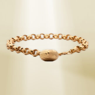 18K Yellow Gold Rolo Chain with Heart Charm Bracelet