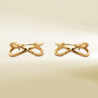 18K Yellow Gold Layered Design Earrings