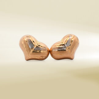 18K Two-Tone Puffy Heart Earrings