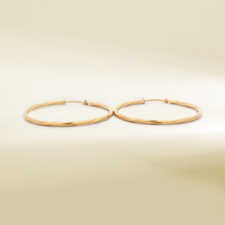 18K Yellow Gold Twisted Hoop Earrings