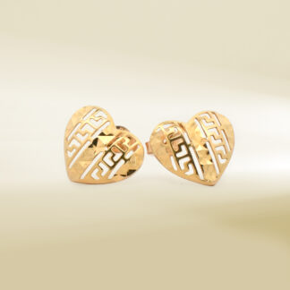 18K Yellow Gold Mini Heart-Shaped Design Earrings