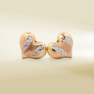 18K Two-Tone Heart Design Earrings