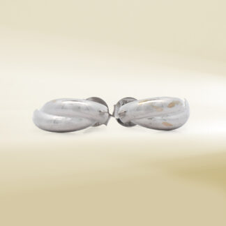 14K White Gold Curved Stud Earrings