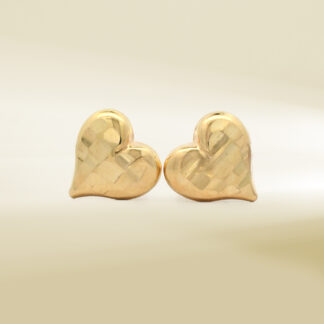 18K Yellow Gold Heart Shaped Stud Earrings