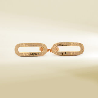 18K Yellow Gold Meander Pattern Design Earrings