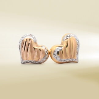 18K Two-Tone Heart Design Earrings