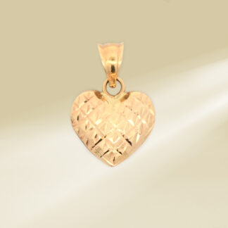 18K Yellow Gold Textured Heart Pendant
